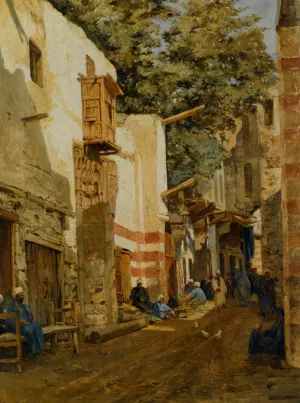Street of the Sharbouri Cairo by John Varley - Oil Painting Reproduction
