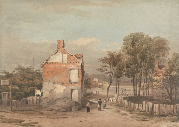 The Thames Near the Penitentiary, Millbank, London  by John Varley - Hand-Painted Oil Painting Reproduction