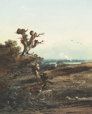 Two Donkeys in a Landscape by John Varley Oil Painting