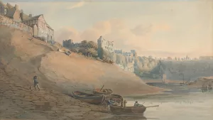 View of Chepstow Castle, Monmouthshire, from Under the Bridge by John Varley Oil Painting