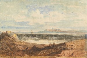 View of Rugged Coastline, Bamburgh, Northumberland by John Varley Oil Painting