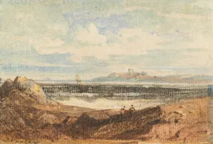 View of Rugged Coastline, Bamburgh, Northumberland by John Varley Oil Painting
