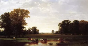 Genesee Meadows by John W Casilear Oil Painting