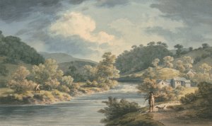 A Fisherman in the Vale of Myfod, Site of the Palace of the Princess of Powis by John Warwick Smith Oil Painting
