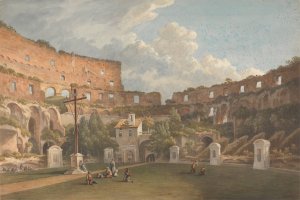 An Interior View of the Colosseum, Rome by John Warwick Smith Oil Painting