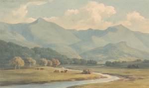 Carnedd Llewelyn and Carnedd David, Carnarvonshire, Seen Across the River Ogwen by John Warwick Smith Oil Painting