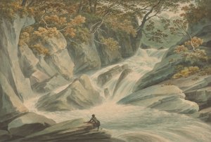 Hafod; Upper Part of Cascade by John Warwick Smith Oil Painting