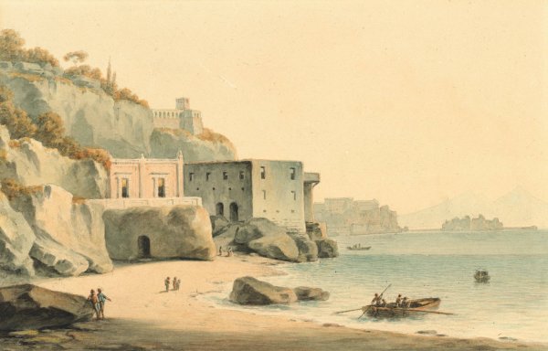 Main Product Photo of The Bay of Naples, from the beach at Posillipo Painting by John Warwick Smith