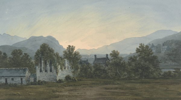 Main Product Photo of The Ruins of Cymer Abbey on the Mawddach River  Painting by John Warwick Smith