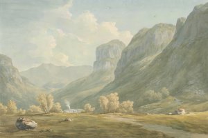 Village of Stonethwaite and Eagle Cragg, Borrowdale by John Warwick Smith Oil Painting