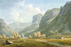 Village of Stonethwaite and Eagle Cragg, Borrowdale by John Warwick Smith Oil Painting