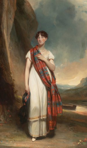Portrait Of A Lady Wearing Plaid In A Landscape by John Watson Gordon Oil Painting