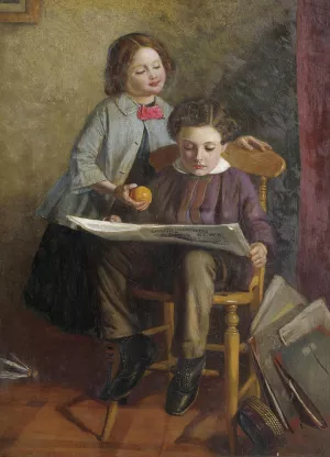 Reading The Illustrated London News Oil painting by John Watson Gordon
