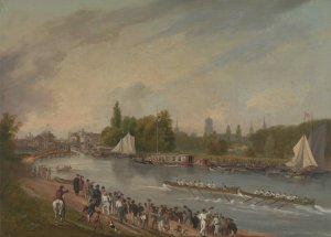 A Boat Race on the River Isis, Oxford by John Whessell Oil Painting