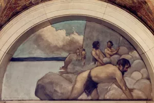 Cairn mural in Evolution of the Book series by John White Alexander Oil Painting