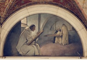 Manuscript Book mural in Evolution of the Book series by John White Alexander Oil Painting
