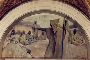 Oral Tradition mural in Evolution of the Book series by John White Alexander Oil Painting