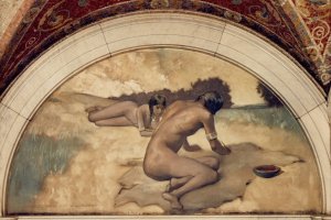 Picture Writing mural in Evolution of the Book series by John White Alexander Oil Painting
