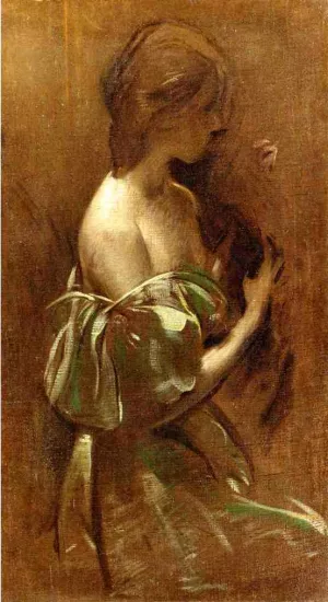 Portrait of a Woman in an Off-the-Shoulder Gown painting by John White Alexander