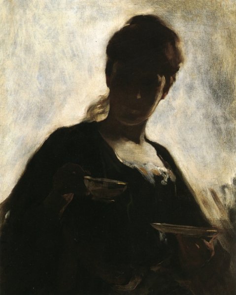 Main Product Photo of Woman with a Tea Cup Painting by John White Alexander