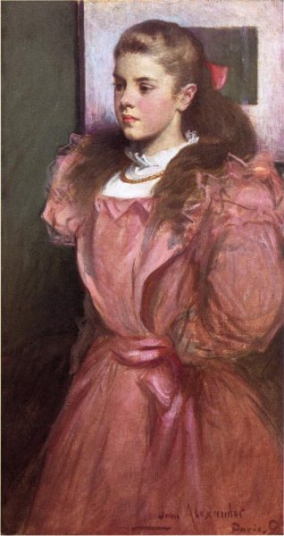 Main Product Photo of Young Girl in Rose also known as Portrait of Eleanora Randolph Sears Painting by John White Alexander