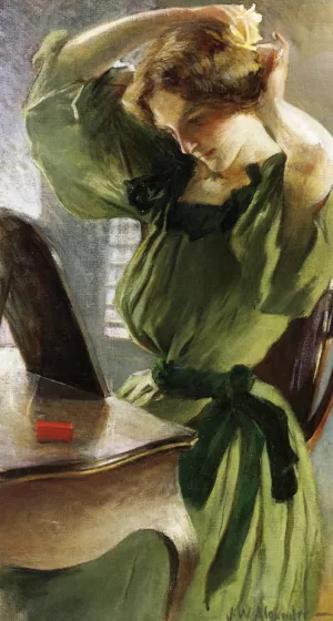 Young Woman Arranging Her Hair