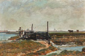 On The Marshes by John William Buxton Knight Oil Painting