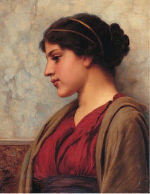 A Classical Beauty, Far-away Thoughts by John William Godward Oil Painting