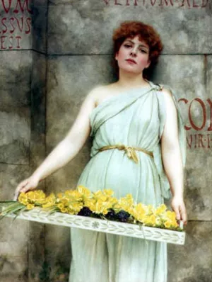 A Flower Seller by John William Godward - Oil Painting Reproduction