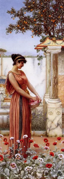 An Idle Hour by John William Godward - Oil Painting Reproduction