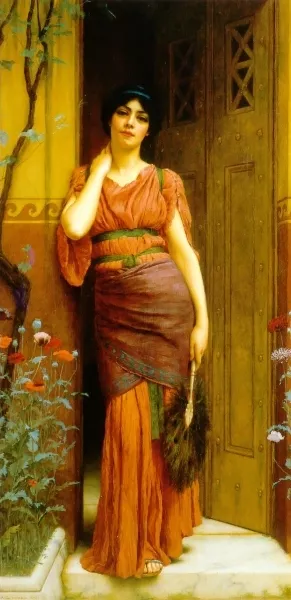 At the Garden Door by John William Godward - Oil Painting Reproduction