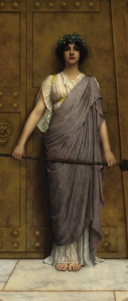 At the Gate of the Temple  by John William Godward - Hand-Painted Oil Painting Reproduction