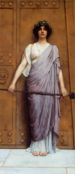 At the Gate of the Temple painting by John William Godward