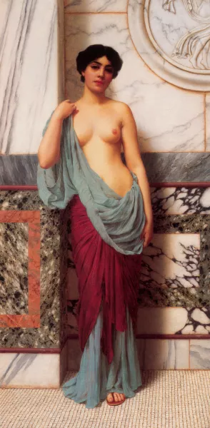At the Thermae by John William Godward - Oil Painting Reproduction