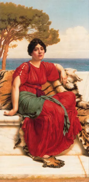 By the Blue Ionian Sea by John William Godward Oil Painting