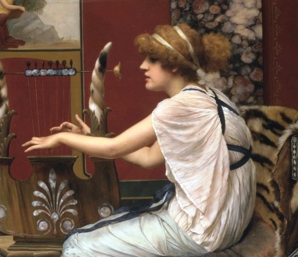 Main Product Photo of Erato at Her Lyre Painting by John William Godward