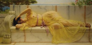 Girl in Yellow Drapery by John William Godward Oil Painting