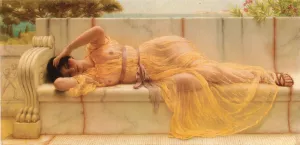 Girl in Yellow Drapery by John William Godward - Oil Painting Reproduction