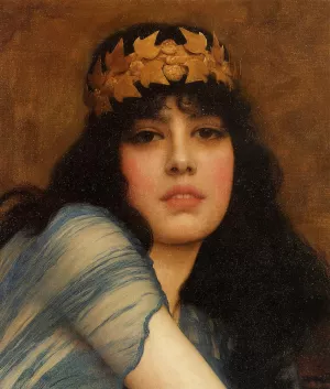 Head of a Girl also known as The Priestess by John William Godward Oil Painting