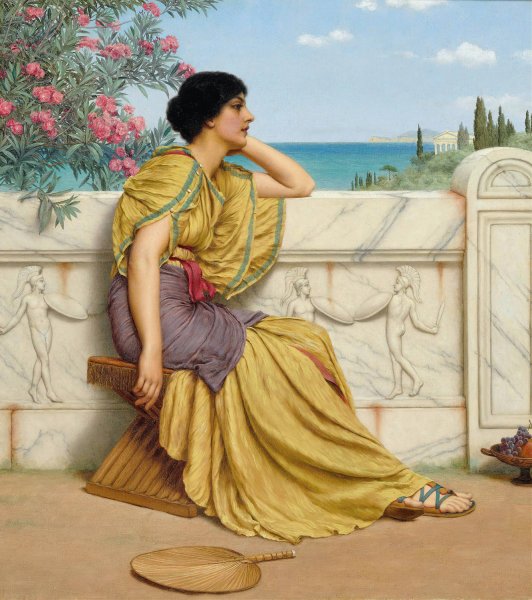 Leisure Hours   by John William Godward - Hand-Painted Oil Painting Reproduction