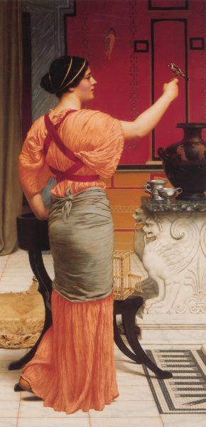 Lesbia with Her Sparrow by John William Godward Oil Painting