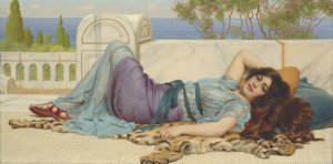 Mischief and Repose by John William Godward Oil Painting