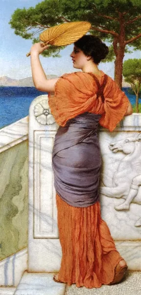 On the Balcony by John William Godward - Oil Painting Reproduction