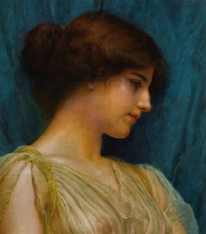Study of a girl's head by John William Godward Oil Painting