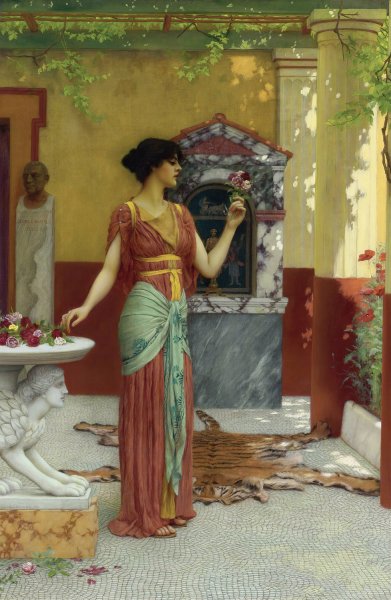 The Bouquet 1899 by John William Godward - Hand-Painted Oil Painting Reproduction