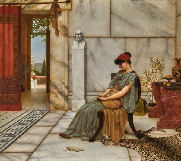 The Engagement Ring  by John William Godward - Hand-Painted Oil Painting Reproduction