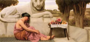 The Fruit Vendor by John William Godward - Oil Painting Reproduction
