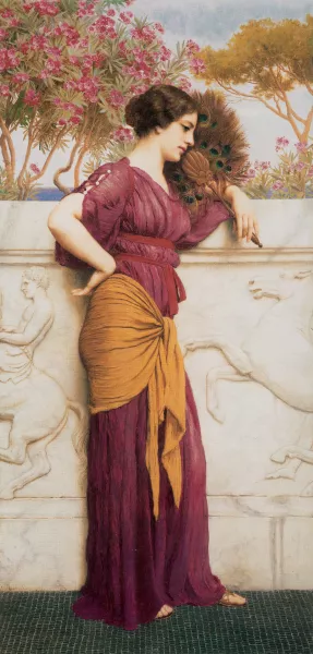 The Peacock Fan by John William Godward Oil Painting
