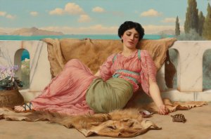 The Quiet Pet Oil painting by John William Godward