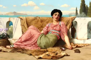 The Quiet Pet by John William Godward - Oil Painting Reproduction